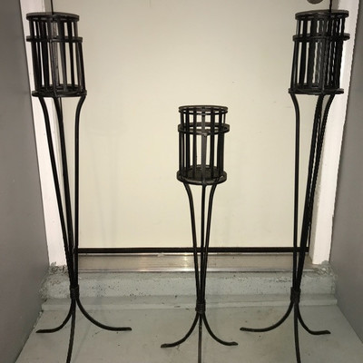 Garden candle or drink wrought iron holders