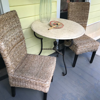 Hemp chair $35
2 available
Marble and metal table $140
30 X 31