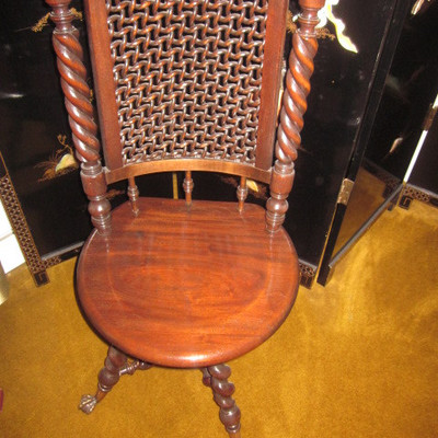 Antique Victorian High Back Swivel Piano Seat 