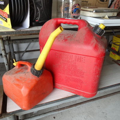 5 Gallon and 1 Gallon gas can.