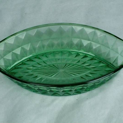 Depression Glass green serving bowl