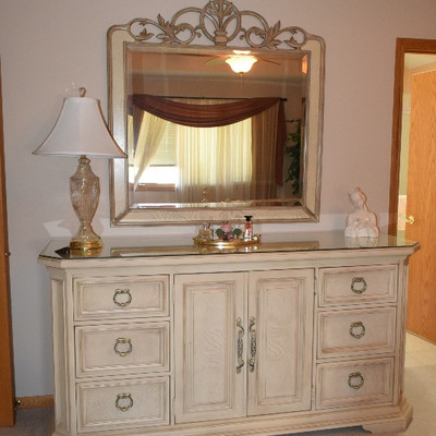 Dresser, Lamp and Mirror
