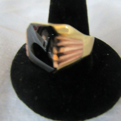 Men's gold and onyx ring