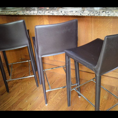 Leather and chrome bar stools