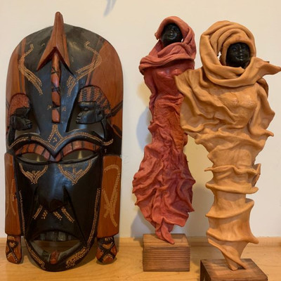 African Mask, Leather African Statues