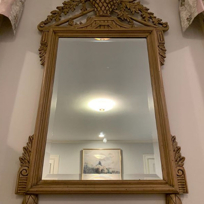 Carved Mirror with Basket Motif