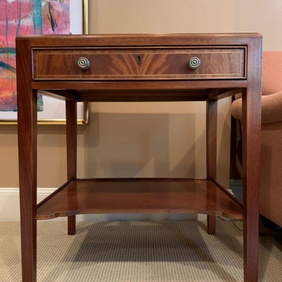 Mahogany Two Tier Stand with Drawer