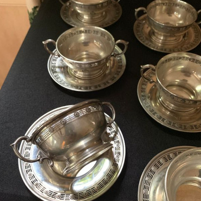 Sterling Bouillon Cups and Saucers