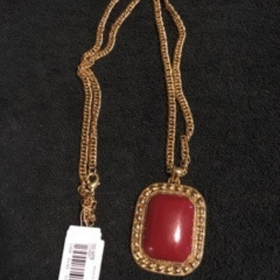 Macy's Red Stone in Gold Tone Necklace
