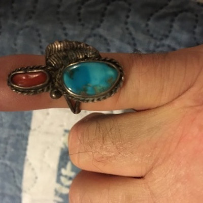 Red and Aqua Turquoise Stones in Sterling Setting