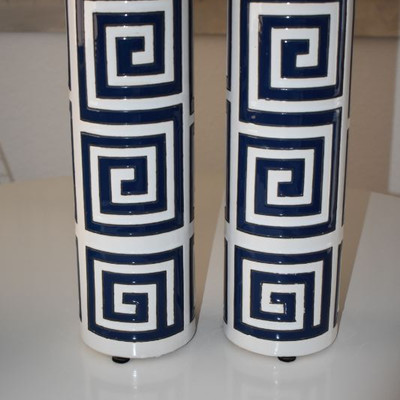 Pair of Greek Key Vases