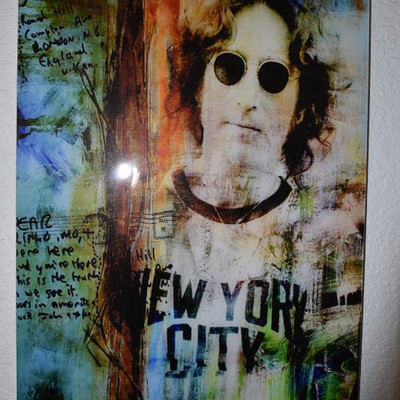John Lennon litho under glass