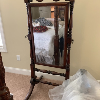 Antique cheval mirror shorter in length than most