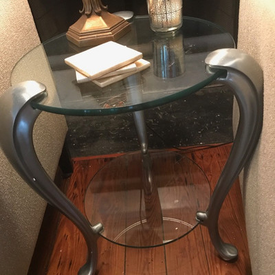 Glass and metal side table $40