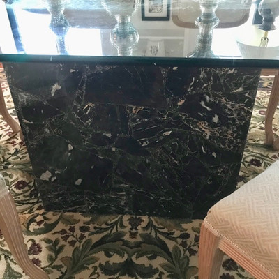 Thomasville green marble and glass dining table $495
Thomasville set of 6 dining chairs + bolt of matching upholstery fabric $265