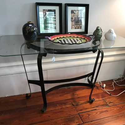 Glass and iron table $40