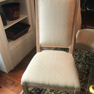 Thomasville green marble and glass dining table $495
Thomasville set of 6 dining chairs + bolt of matching upholstery fabric $265