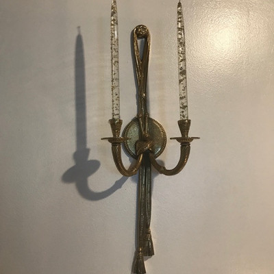 Pair of brass wall sconces $75