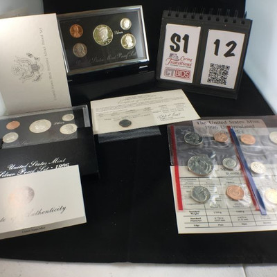 1) 1996 * 50th Anniversary Franklin D. Roosevelt Dime, with West Point mint mark, soft sealed

2) 1996 US Mint uncirculated coin set of 5...