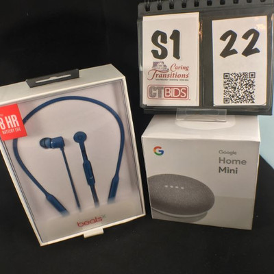Beats wireless bluetooth earphones with carry case

Google Home mini

Original packing
https://ctbids.com/#!/description/share/178484