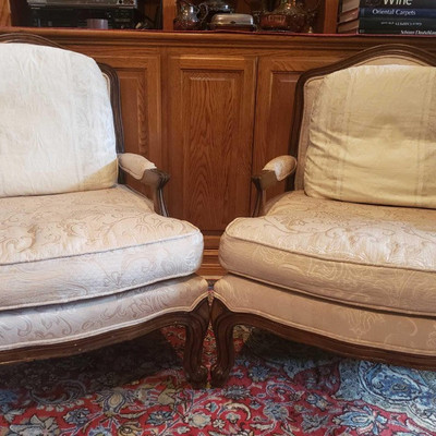 516: 	
Two Ivory Vintage Accent Chair
Measures Approximately 25