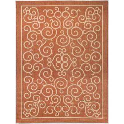 Scroll Terracotta 5 ft. 3 in. x 7 ft. Indoor Outdo