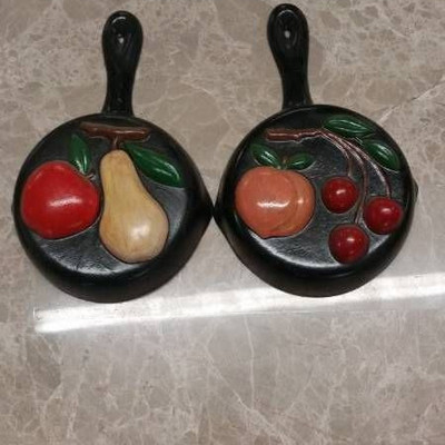 Pair of Decorative Painted Look a Like Skillets