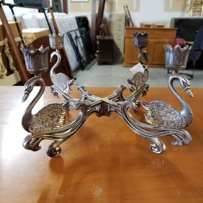 Silver Plated Swan Serving Dish Holder