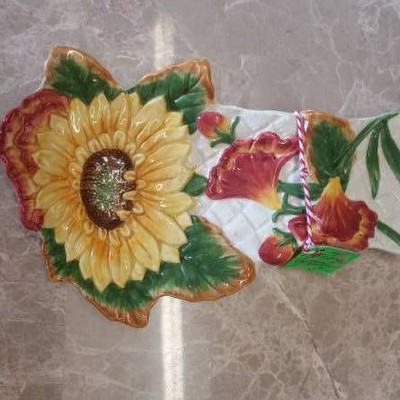 Sunflower Ceramic Utensil Placement Tray