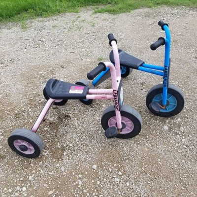 Pink and Blue Tricycles