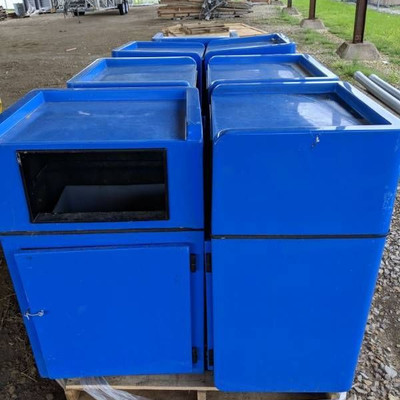 (4) Blue Outdoor Trash Cans