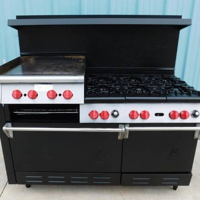 #Wolf 6 Burner, Flat Top Grill and Broiler Combo Ov ...