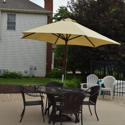 Patio Umbrella, Table, & Chairs