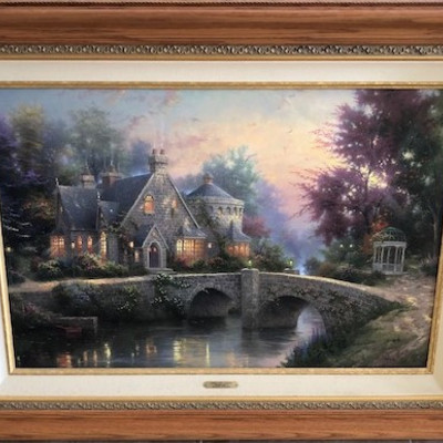 Thomas Kincade Lamplighter Manor IV on canvas.  Signed on front and reverse