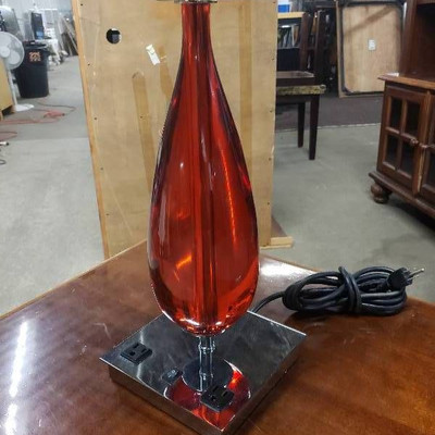 Nice Heavy Red Glass Tear Drop Lamp..