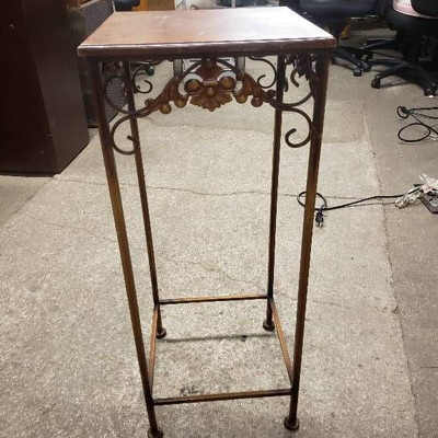 Metal Plant Stand with Wood Top