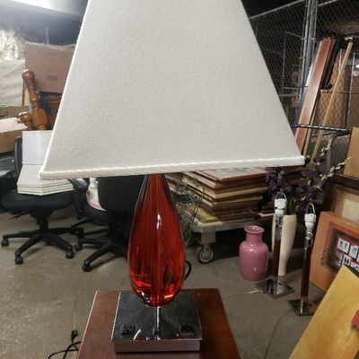 Nice Heavy Red Glass Tear Drop Lamp