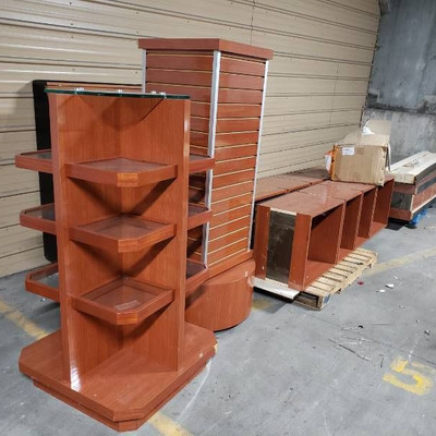 Lot of wooden product display cabinets..