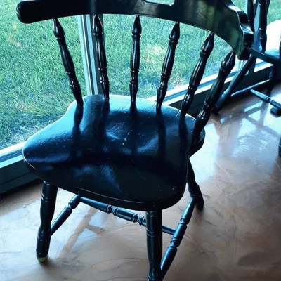 4 Wood Dining Chairs - Spindle-back - Painted Blac ...