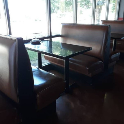 Brown Vinyl and Wood Booths