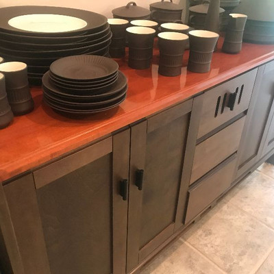 Flamestone by Dansk, Buffet by Crate and Barrel

