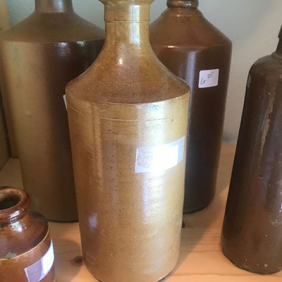 Antique Brown Ceramic Bottles 
