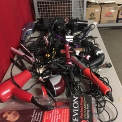 Lot of Curling Irons, Flat Irons, Hair Dryers and ...