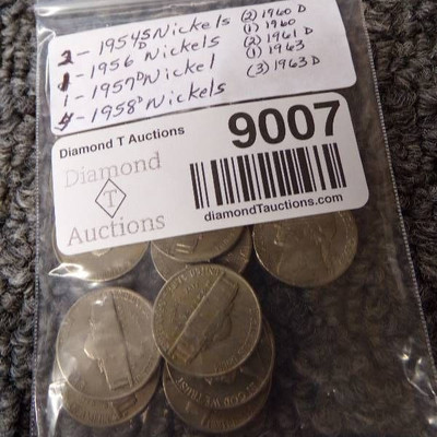 17 - Jefferson Nickels 2-1954S, 1956, 1957D, 4-1 ...