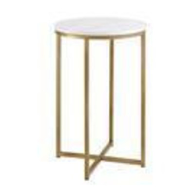 16 in. Marble Gold Round Side Table.