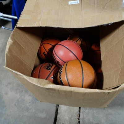 Lot of various wilson basketball's.