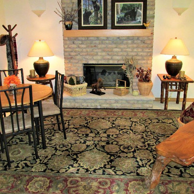 Elegant rug and rustic furniture
