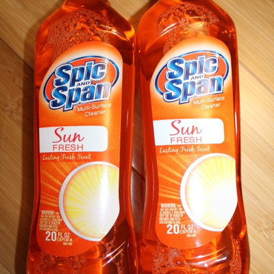 2 bottles of Spic and Span multi surface cleaner