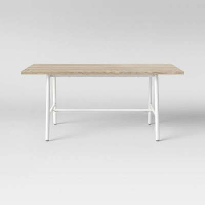Candela Plank Metal & Wood Dining Table White - Pr ...