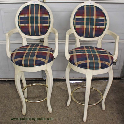  PAIR of French Style High Back Swivel Bar Stools

Auction Estimate $100-$200 â€“ Located Inside

  
